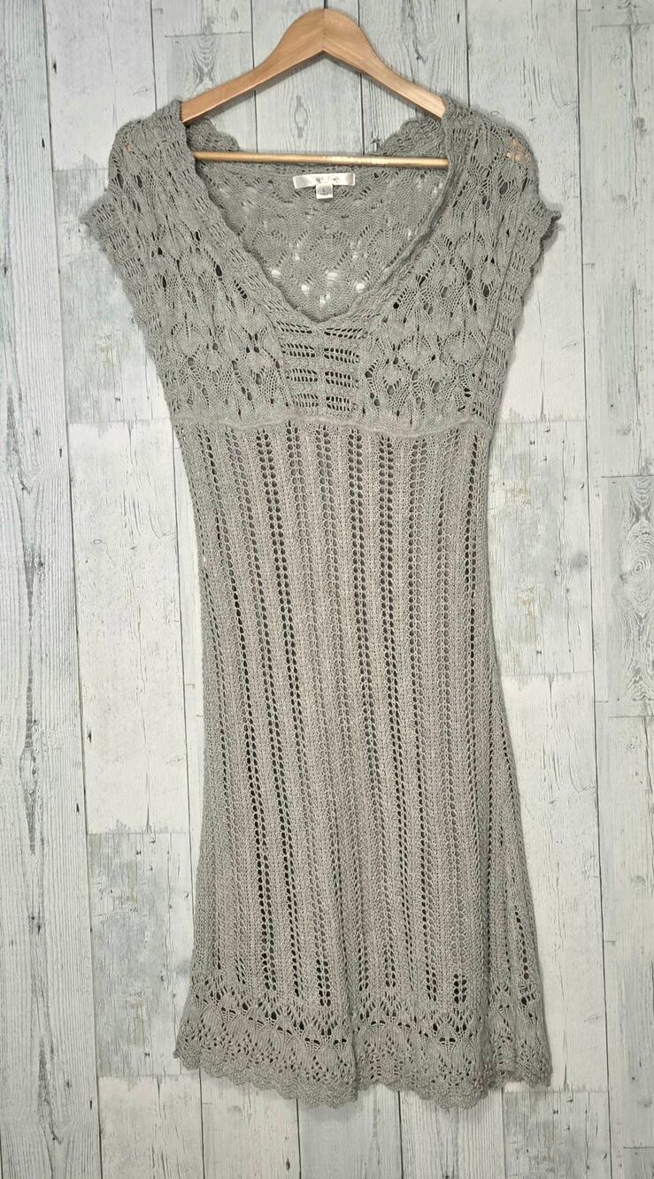 VTG Y2K Old Navy Open Knit Crochet Buffy Dress Sz. L